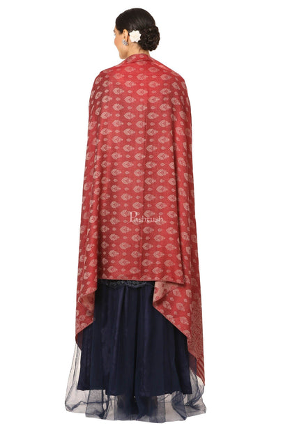 Pashtush India Womens Shawls Pashtush Women'S Wool Ultra Soft Fine Wool Cashmere Blended Shawl -  Red