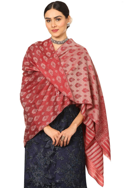 Pashtush India Womens Shawls Pashtush Women'S Wool Ultra Soft Fine Wool Cashmere Blended Shawl -  Red