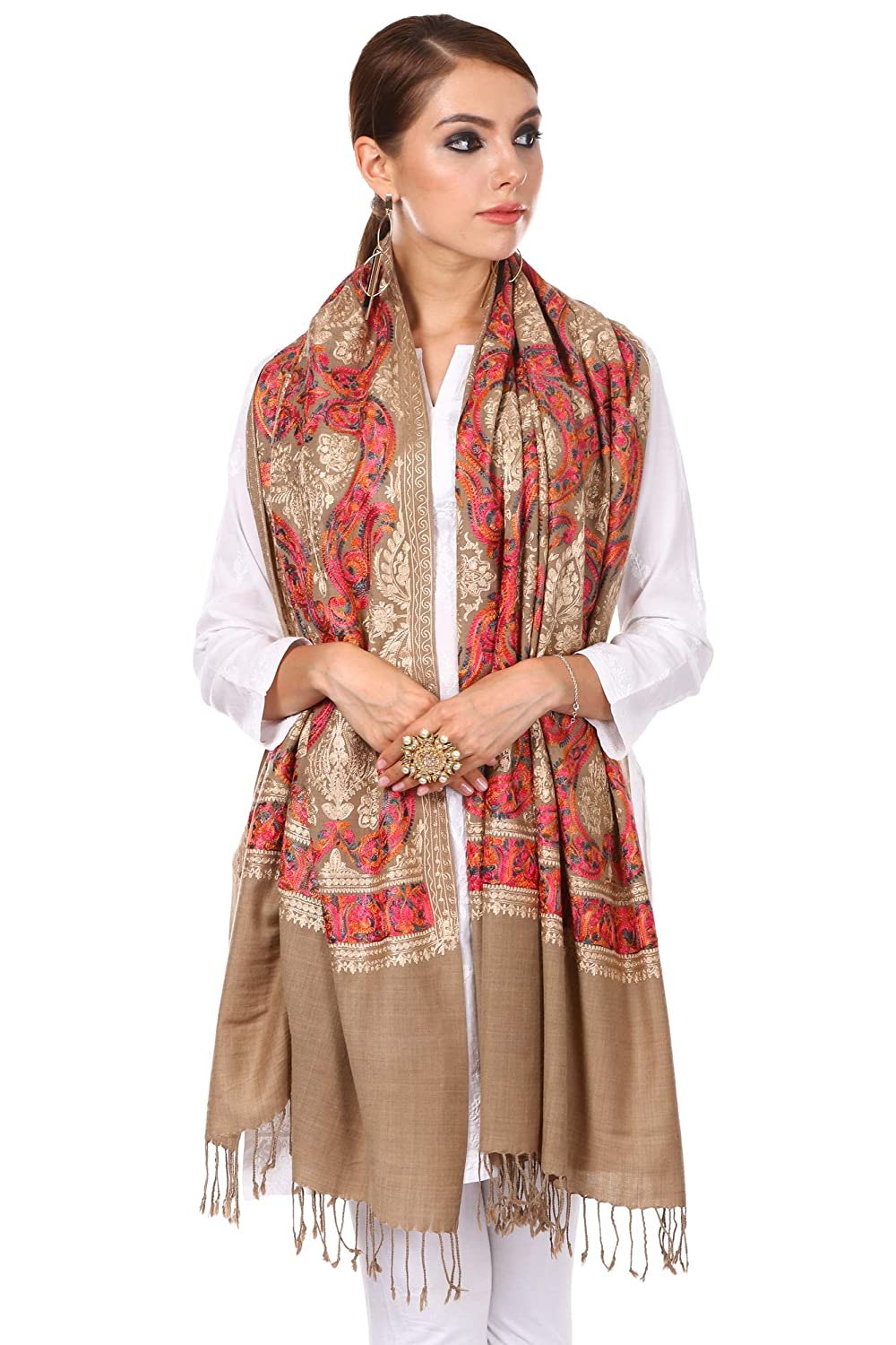 Pashtush India 70x200 Pashtush Women's Woollen Embroidery Stole