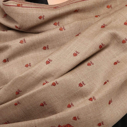 Pashtush Women'S Woollen Shawl With Paisley Palla Beige