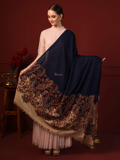 Pashtush India 100x200 Pashtush Women Soft Navy Blue Woven Design Shawl