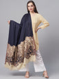 Pashtush India Womens Shawls Pashtush Women Soft Navy Blue Woven Design Shawl