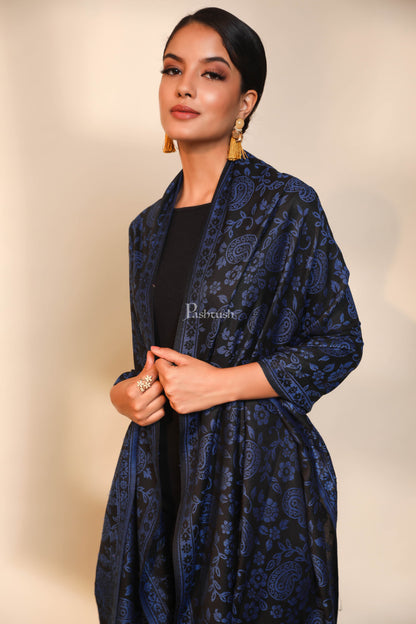 Pashtush India Womens Stoles and Scarves Scarf Pashtush women  stole,  design, black and blue