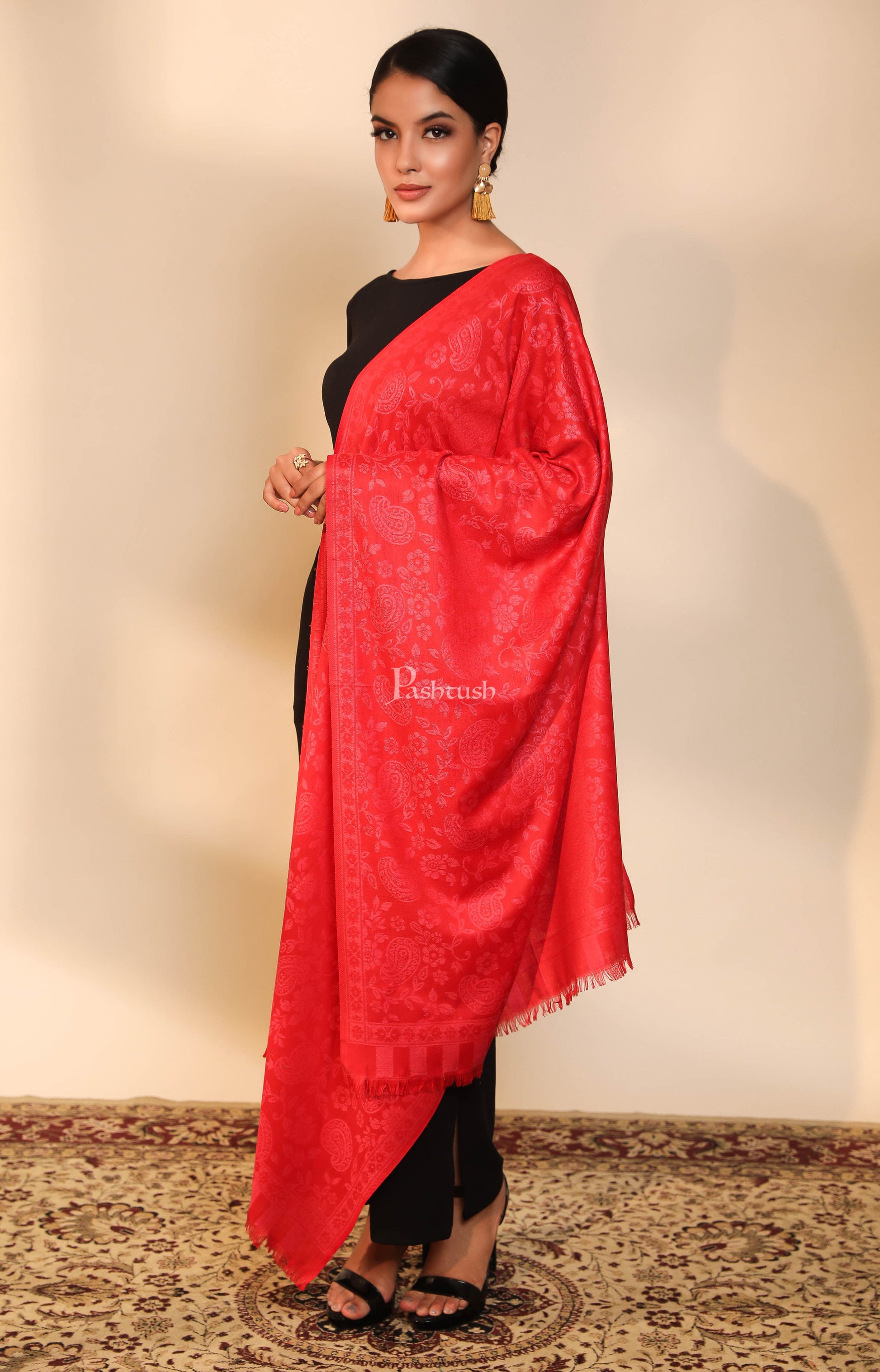 Pashtush India Womens Stoles and Scarves Scarf Pashtush women stole, maroon