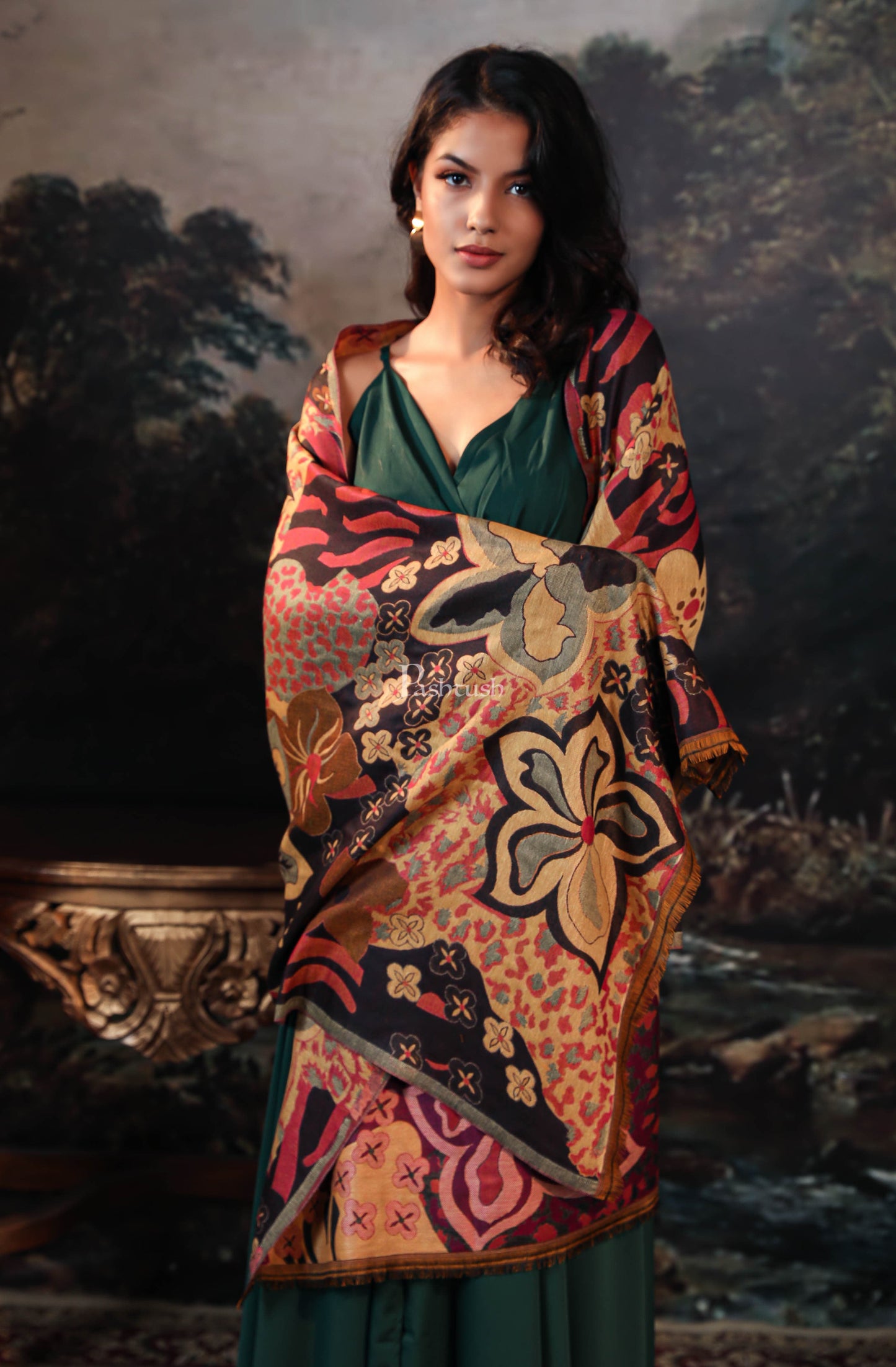 Pashtush India Womens Stoles and Scarves Scarf Pashtush women stole, multi color