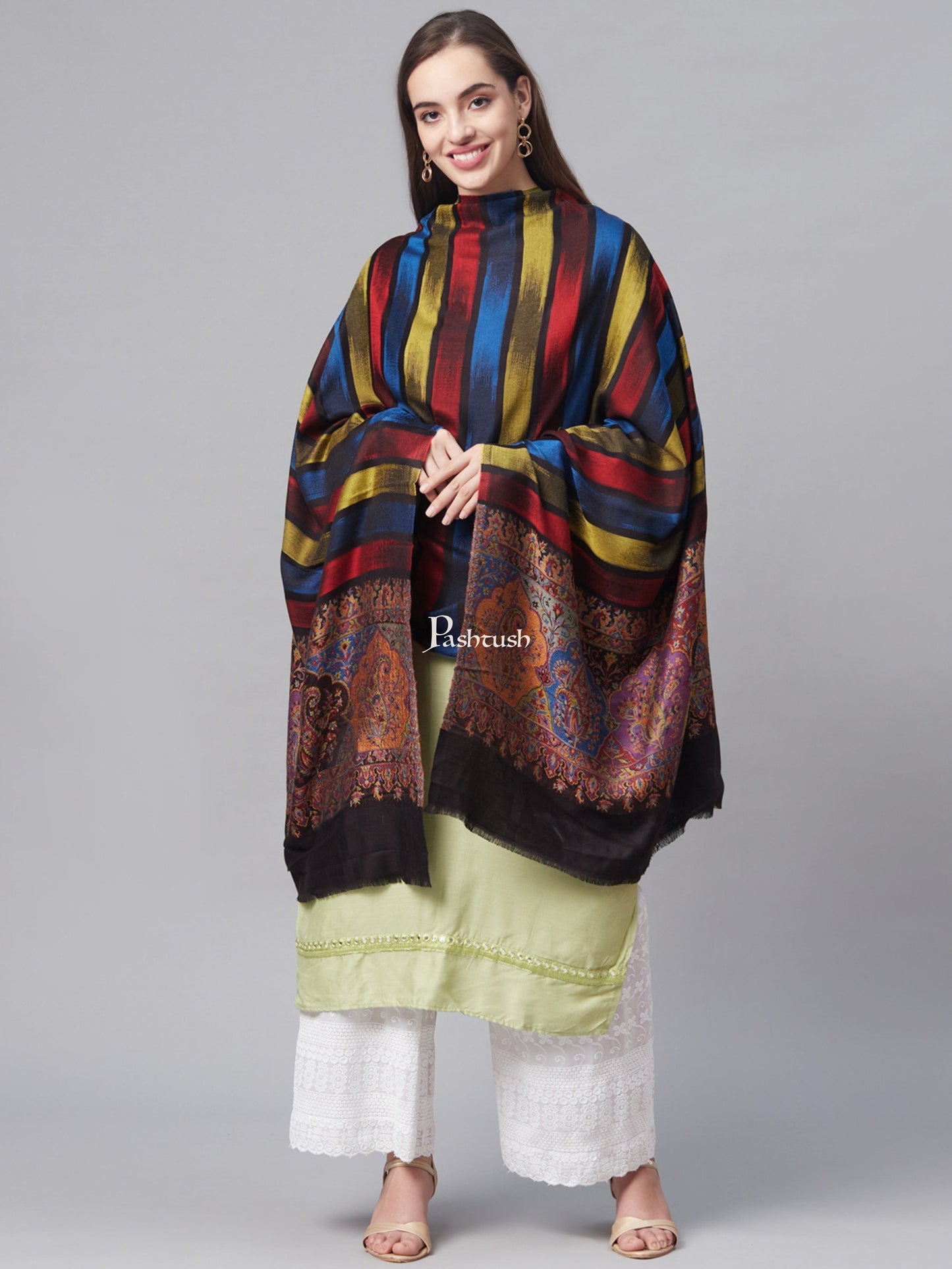 Pashtush India Womens Stoles and Scarves Scarf Pashtush Women Striped Soft Ultra Bamboo Stole Party Starter