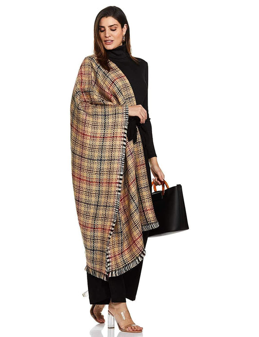 Pashtush India 70x200 Pashtush Women Thick and Warm Woollen Scarf, Reversible Checks