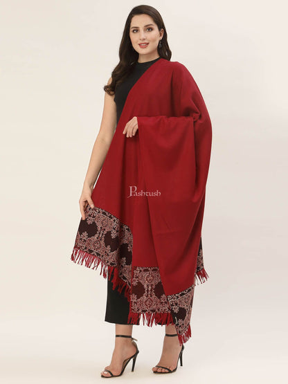 Pashtush India Womens Shawls Pashtush Womens 100% Hand Embroidery Shawl Woollen Kingri