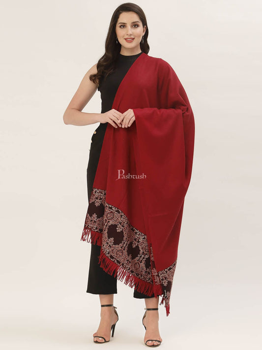 Pashtush India Womens Shawls Pashtush Womens 100% Hand Embroidery Shawl Woollen Kingri
