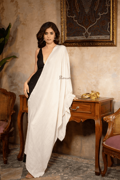 Pashtush India Womens Stoles and Scarves Scarf Pashtush Womens 100% Pure Pashtush Ring Stole, Extra Soft, Off White
