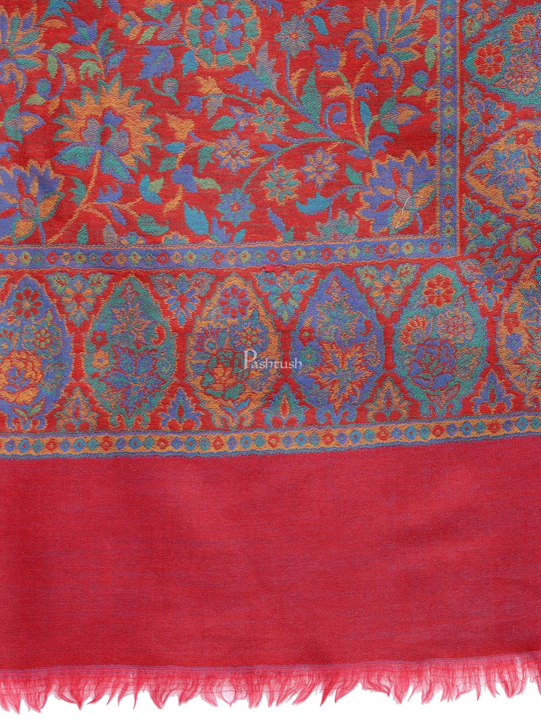 Pashtush India Womens Stoles and Scarves Scarf Pashtush Womens 100% Pure Wool Ring Soft Ethnic Weave Stole, Woolmark Certified Scarlet