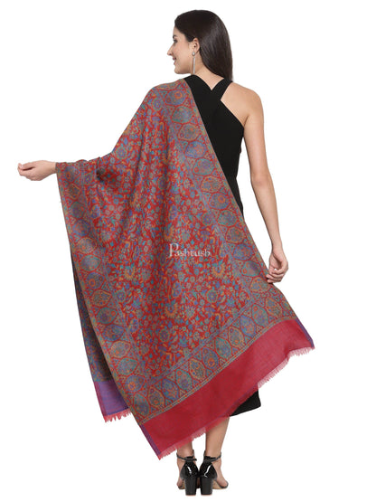 Pashtush India Womens Stoles and Scarves Scarf Pashtush Womens 100% Pure Wool Ring Soft Ethnic Weave Stole, Woolmark Certified Scarlet
