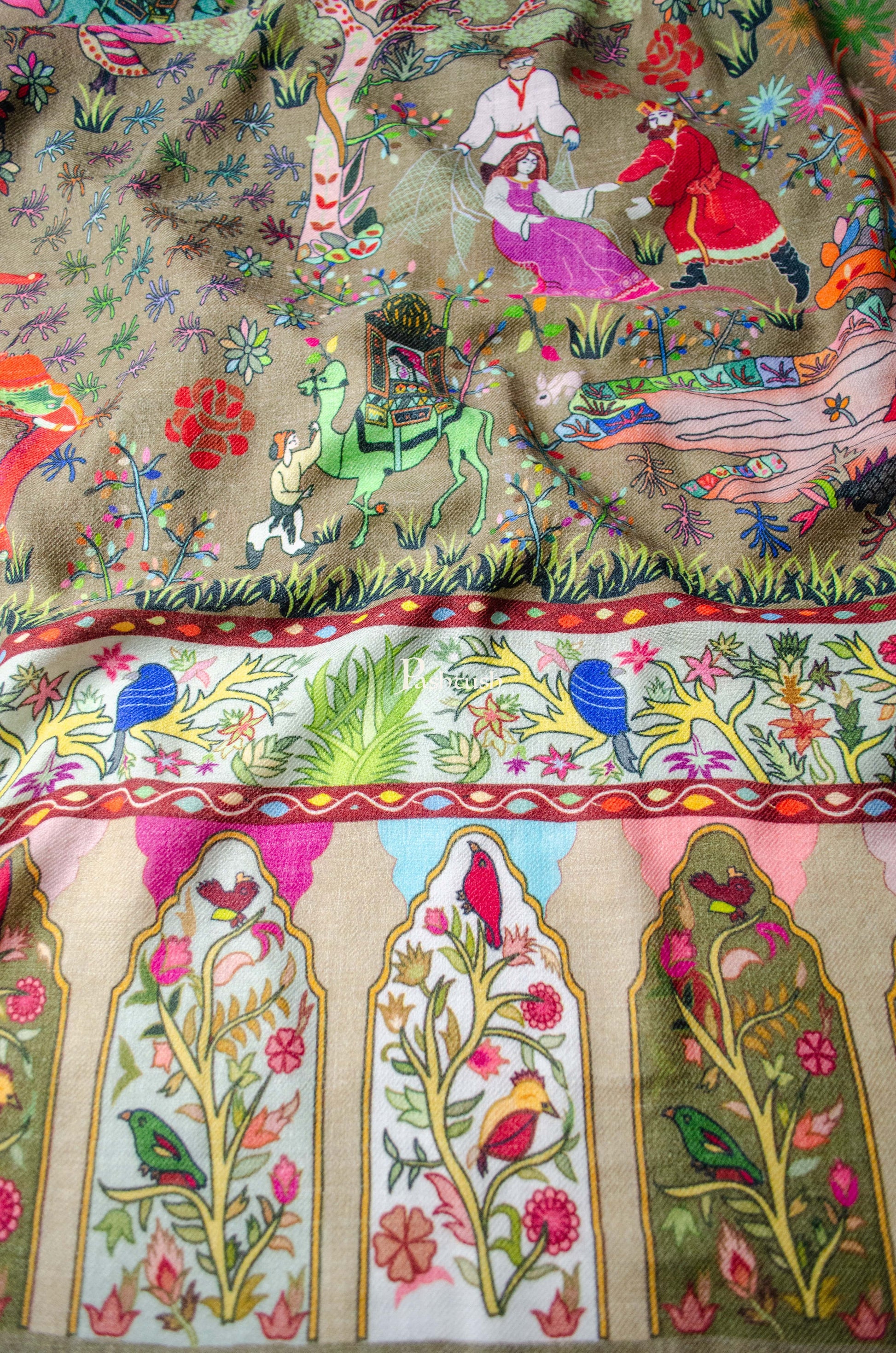 Pashtush India Womens Shawls Pashtush Womens 100% Pure Wool With Woolmark Certificate Shawl,  Design, Multicolour