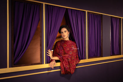 Pashtush India Womens Shawls Pashtush Womens 100% Pure Wool With Woolmark Certificate Shawl, Ethnic Palla Design, Maroon