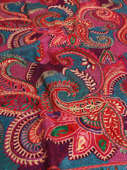 Pashtush India Womens Stoles and Scarves Scarf Pashtush womens 100% Pure Wool with Woolmark Certificate stole, nalki embroidery design, Multicolour