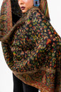 Pashtush India Womens Stoles and Scarves Scarf Pashtush Womens 100% Pure Wool With Woolmark Certificate Stole, Paisley Design, Black