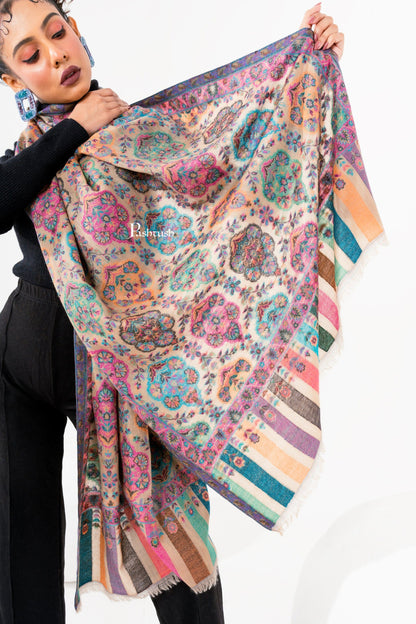 Pashtush India Womens Stoles and Scarves Scarf Pashtush Womens 100% Pure Wool With Woolmark Certificate Stole, Paisley Design, Multicolour