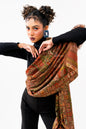 Pashtush India Womens Stoles and Scarves Scarf Pashtush Womens 100% Pure Wool With Woolmark Certificate Stole, Paisley Weave Design, Brown