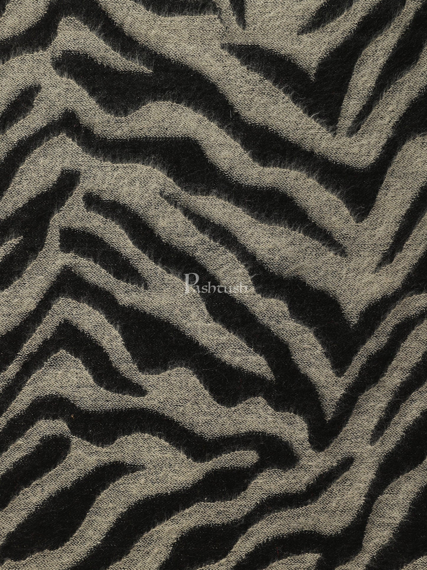 Pashtush India Womens Stoles and Scarves Scarf Pashtush womens Acro Wool Stole, Monotone Wild Stripes design, Black