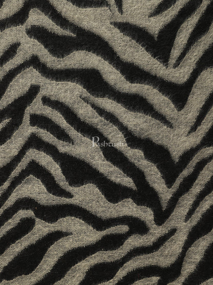 Pashtush India Womens Stoles and Scarves Scarf Pashtush womens Acro Wool Stole, Monotone Wild Stripes design, Black