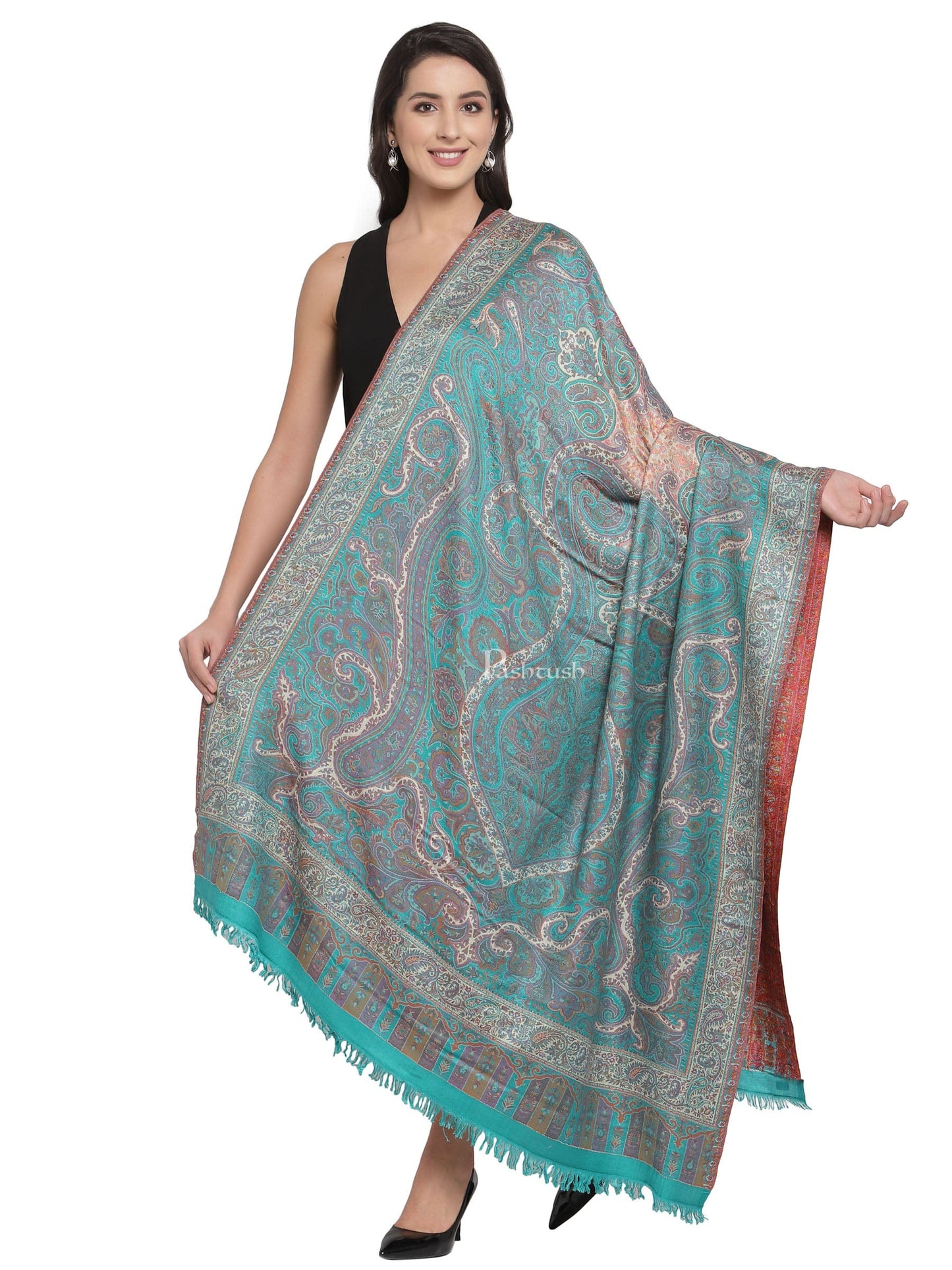 Pashtush India Womens Shawls Pashtush Womens Antique Heritage Design, Jamawar Ethnic  Shawl