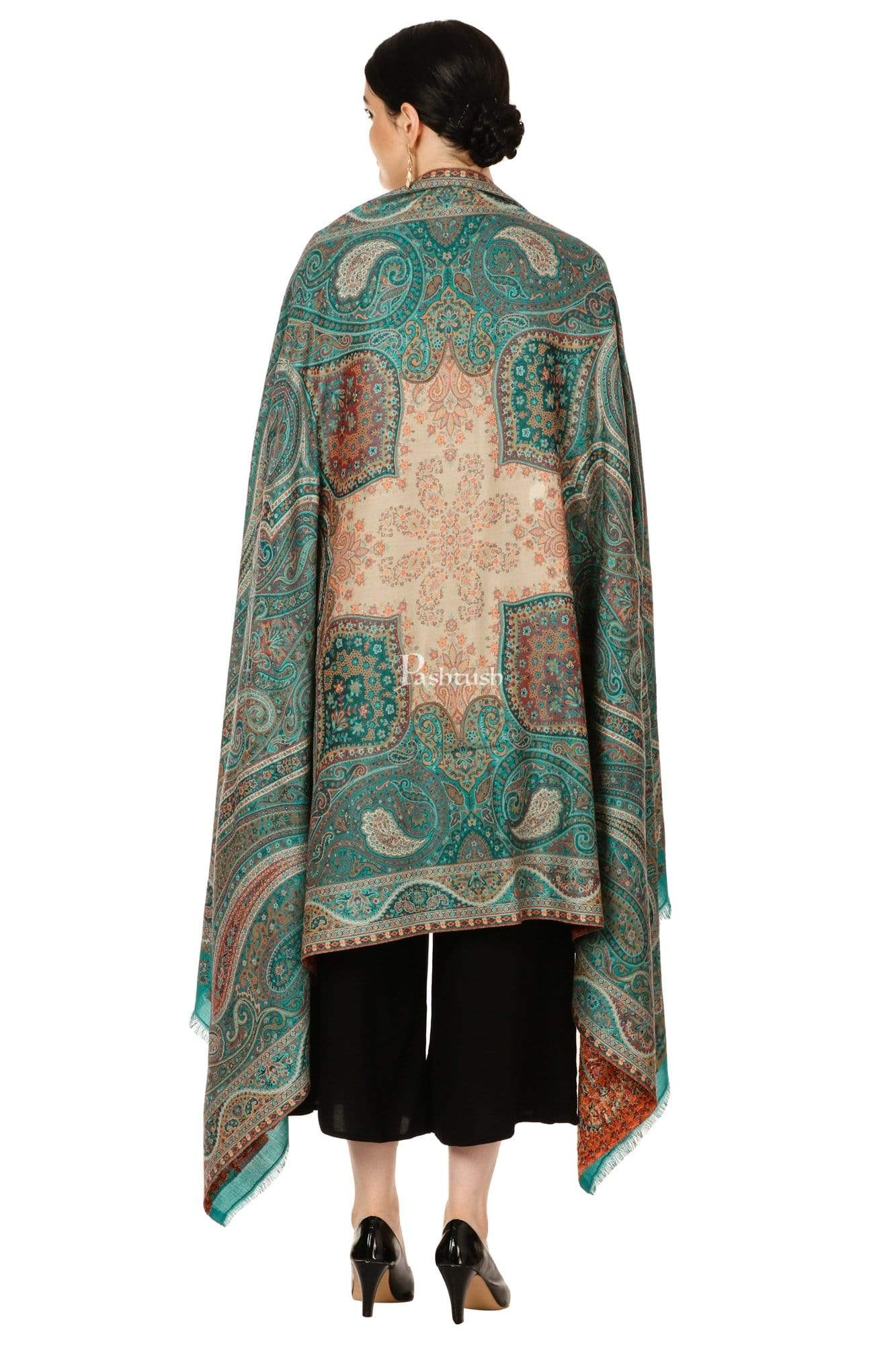 Pashtush Shawl Store Shawl Pashtush Womens Antique Heritage Design, Jamawar Shawl, Fine Wool