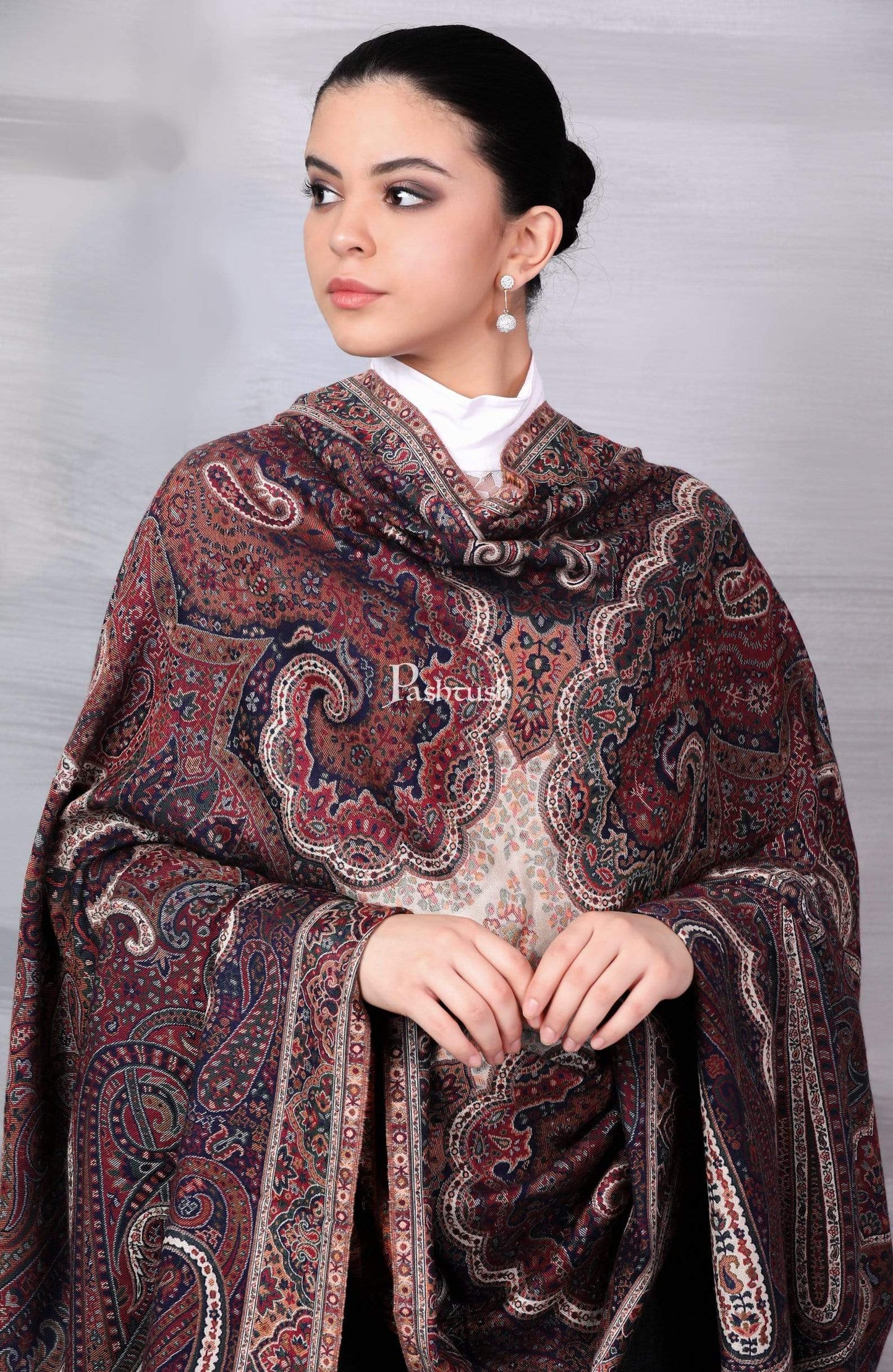 Pashtush Shawl Store Shawl Pashtush Womens Antique Heritage Design, Jamawar Shawl, Fine Wool