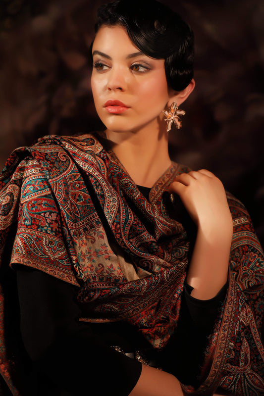 Pashtush Shawl Store Shawl Pashtush Womens Antique Heritage Design, Jamawar Shawl, Fine Wool
