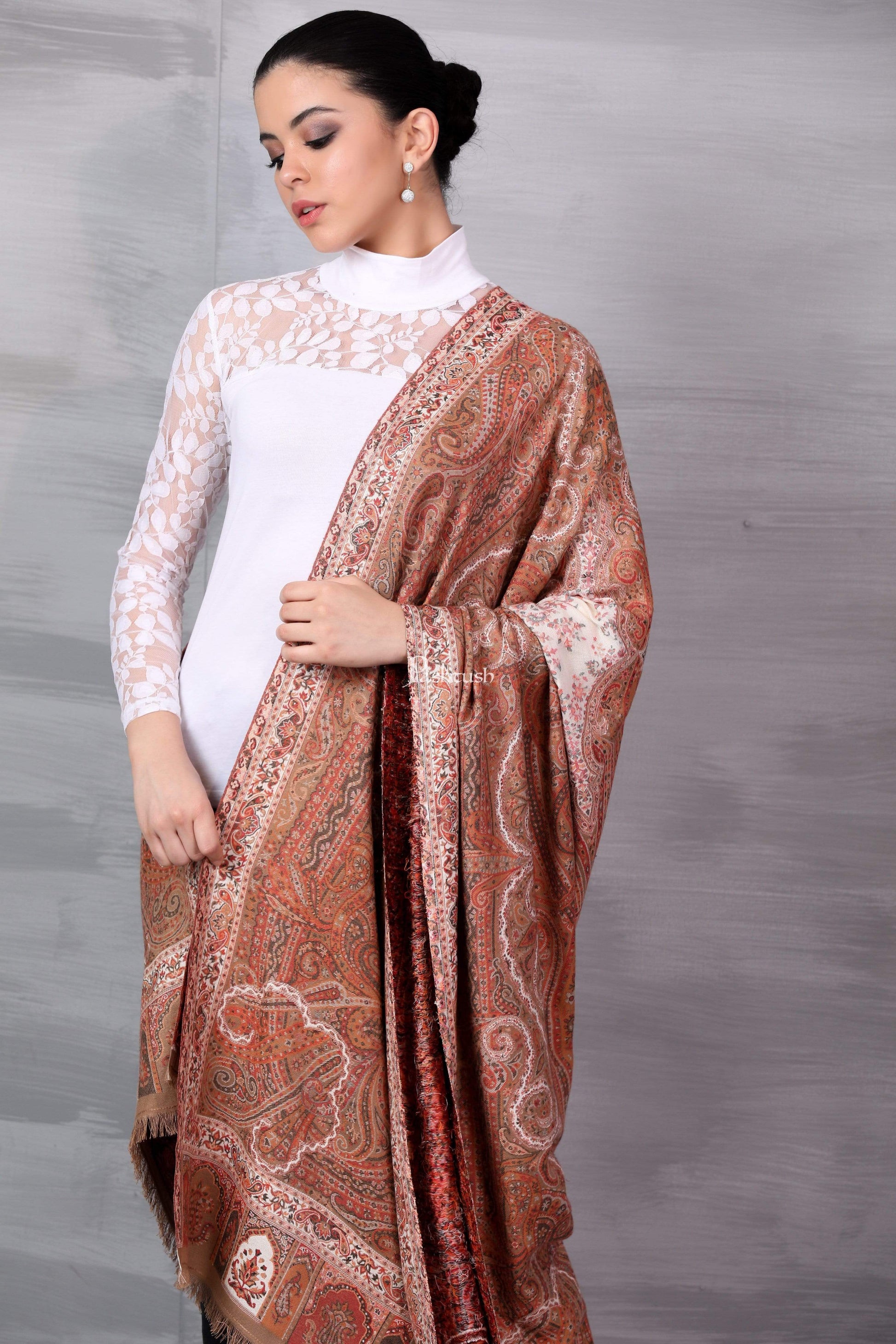 Pashtush India 100x200 Pashtush Womens Antique Heritage Design, Jamawar Shawl,m