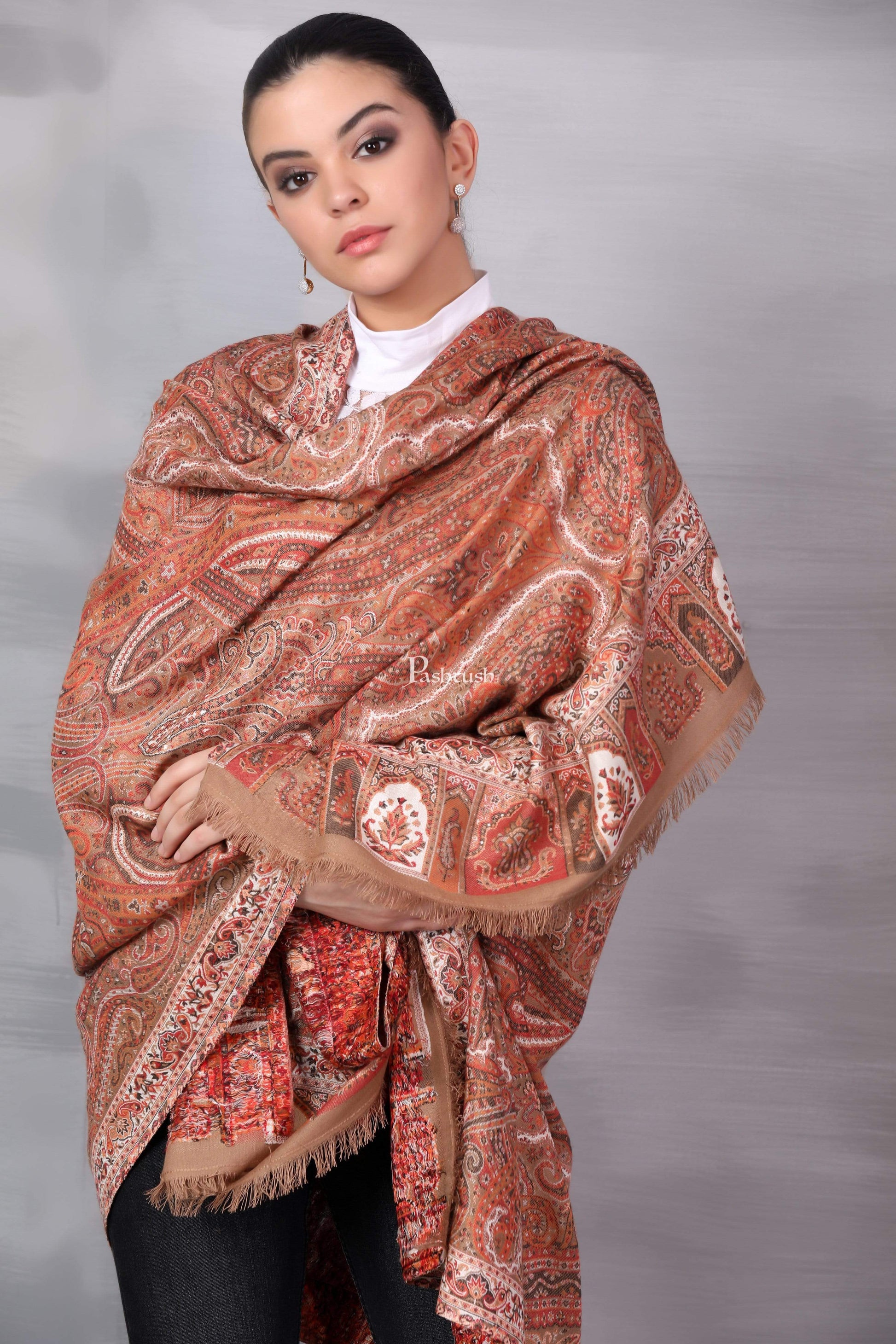 Pashtush India 100x200 Pashtush Womens Antique Heritage Design, Jamawar Shawl,m