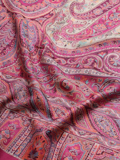 Pashtush India Womens Shawls Pashtush Womens Antique Look Jamawar Shawl, Rich Garden Aesthetic, Faux Pashmina, Fuschia