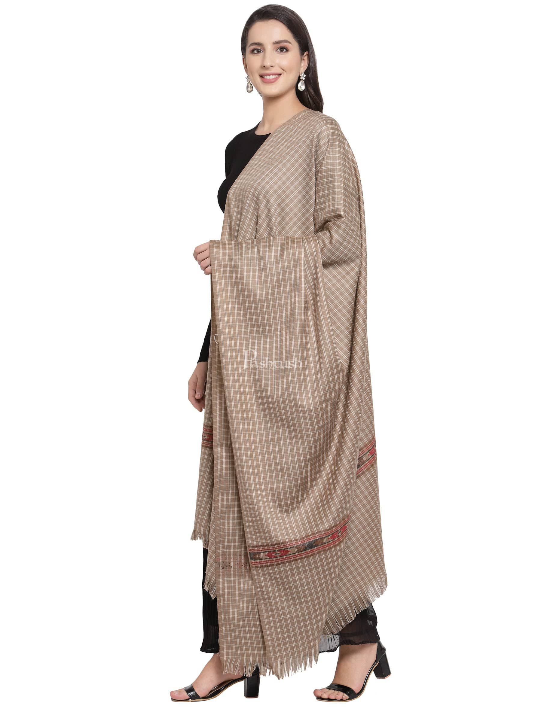 Pashtush India Womens Shawls Pashtush Womens Aztec Weave Shawl From Himachal, Beige