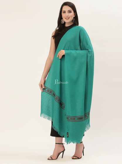 Pashtush India Womens Shawls Pashtush Womens Aztec Weave Shawl From Himachal, Green