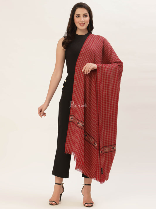 Pashtush India Womens Shawls Pashtush Womens Aztec Weave Shawl From Himachal, Red