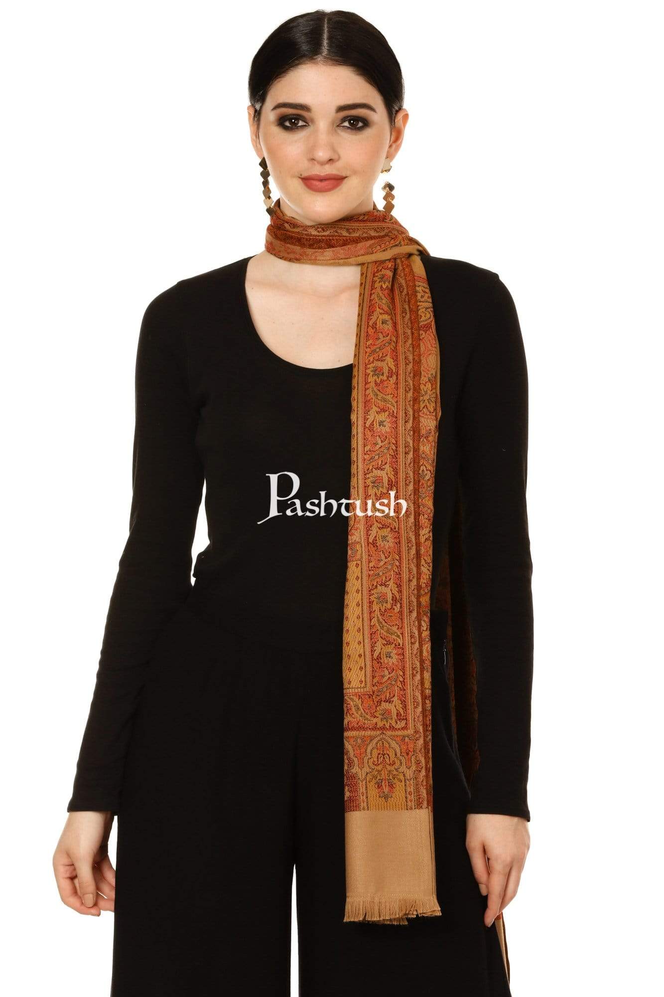 Pashtush India 70x200 Pashtush Womens Bamboo Jacquard Scarf, Reversible