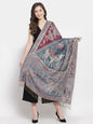 Pashtush India Womens Stoles and Scarves Scarf Pashtush Womens Bamboo Reversible Stole, Tribal Elephants, Azure