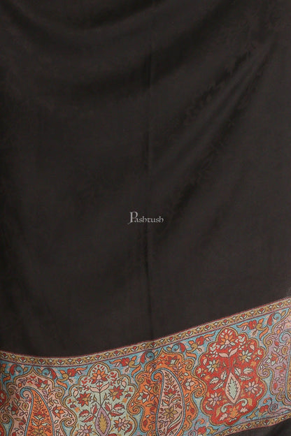 Pashtush India Womens Stoles and Scarves Scarf Pashtush Womens Bamboo Scarf, Woven Paisley Soft And Natural,Black