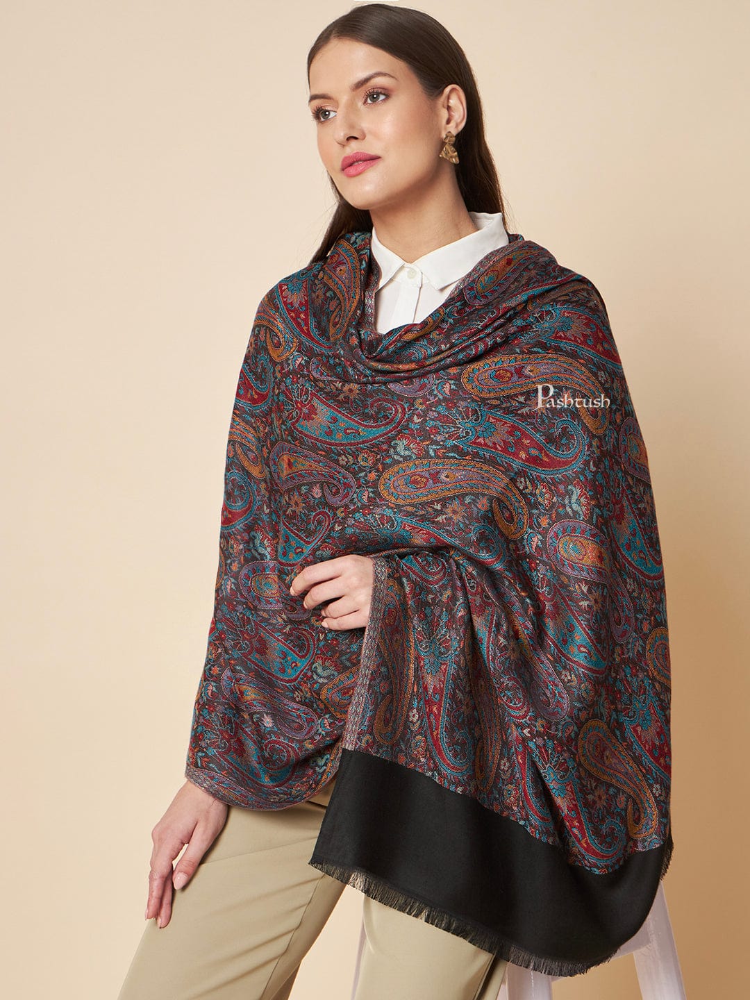 Pashtush India Womens Shawls Pashtush Womens Bamboo Shawl, Chanting Paisley Design, Multicolour