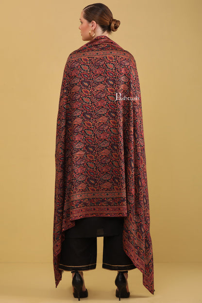 Pashtush India Womens Shawls Pashtush Womens Bamboo Shawl, Pasiley Weave Design, Black And Mustard
