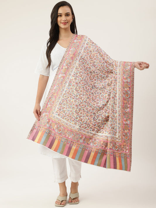 Pashtush India Womens Shawls Pashtush womens bamboo shawl, Woven ethnic design, Ivory