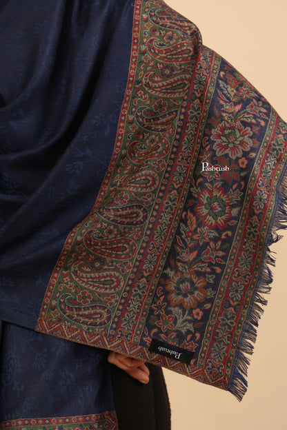 Pashtush India Womens Stoles and Scarves Scarf Pashtush Womens Bamboo Stole, Ambi Palla Design, Blue