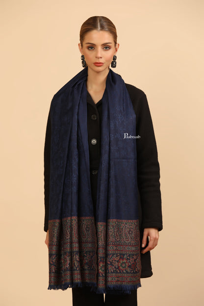 Pashtush India Womens Stoles and Scarves Scarf Pashtush Womens Bamboo Stole, Ambi Palla Design, Blue