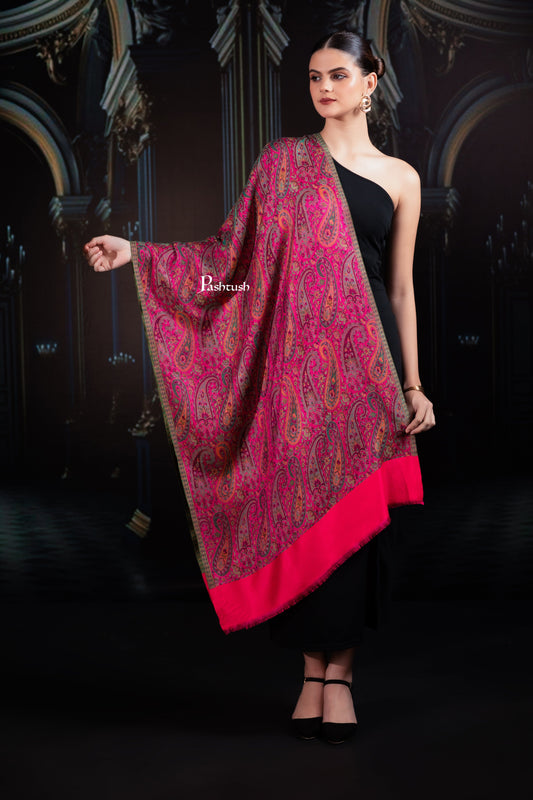 Pashtush India womens scarf and Stoles Pashtush Womens Bamboo Stole, Chanting Paisleys, Dark Pink