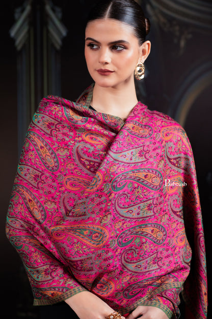 Pashtush India womens scarf and Stoles Pashtush Womens Bamboo Stole, Chanting Paisleys, Dark Pink