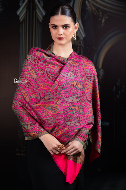 Pashtush India womens scarf and Stoles Pashtush Womens Bamboo Stole, Chanting Paisleys, Dark Pink