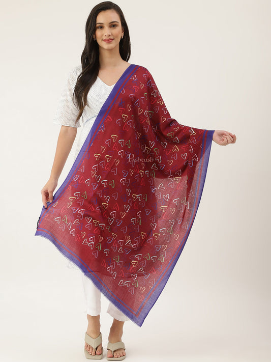 Pashtush India Womens Stoles and Scarves Scarf Pashtush womens Bamboo Stole, Cheerub Hearts design, Multicolour