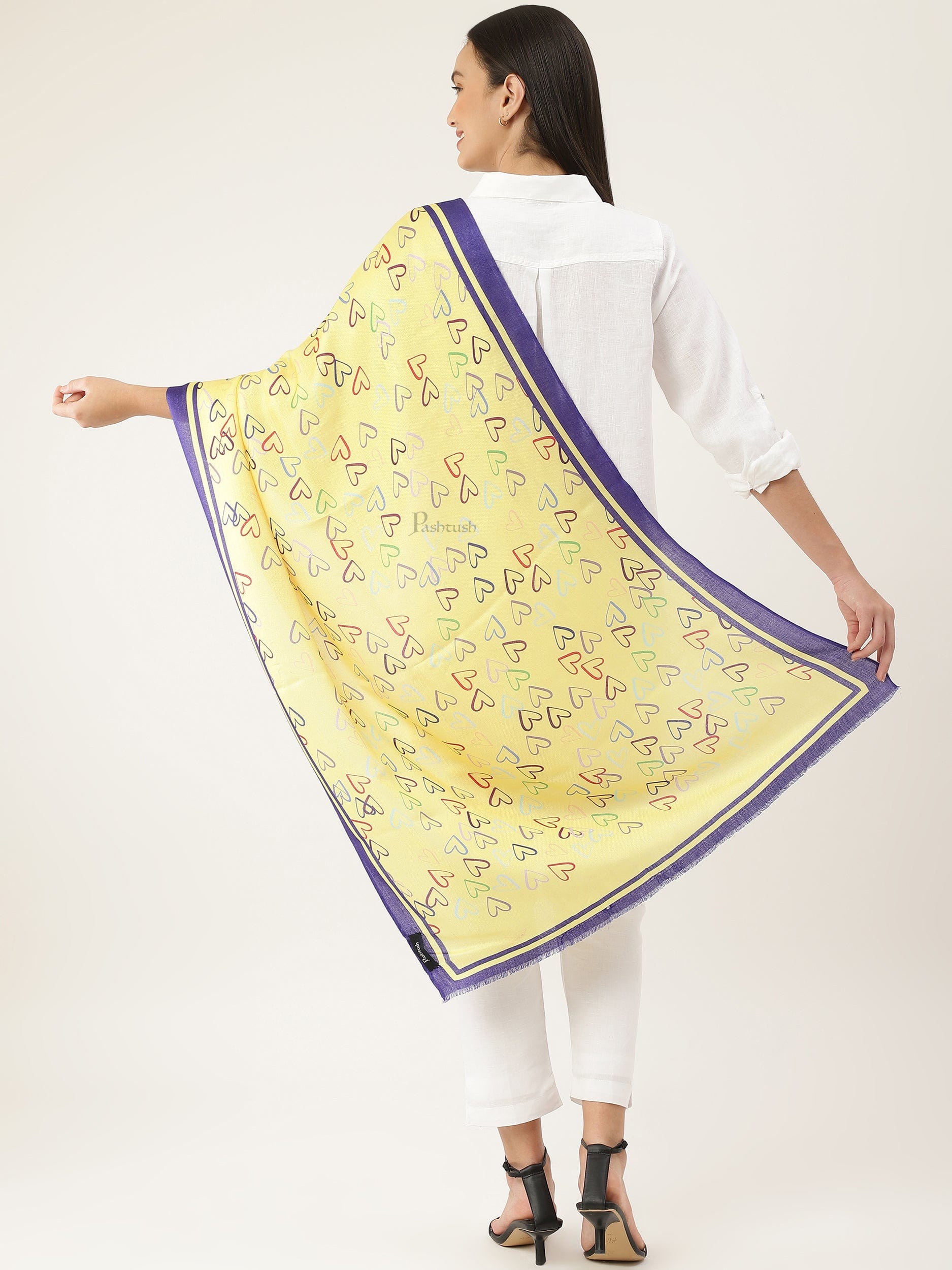 Pashtush India Womens Stoles and Scarves Scarf Pashtush Womens Bamboo Stole, Cheerub Hearts design, Multicolour