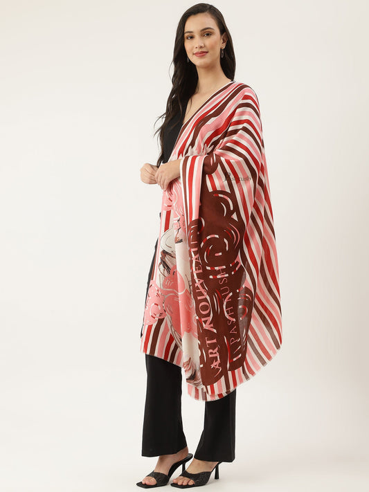 Pashtush India Womens Stoles and Scarves Scarf Pashtush womens Bamboo stole , Dutch Impasto Art, Printed, Multicolour