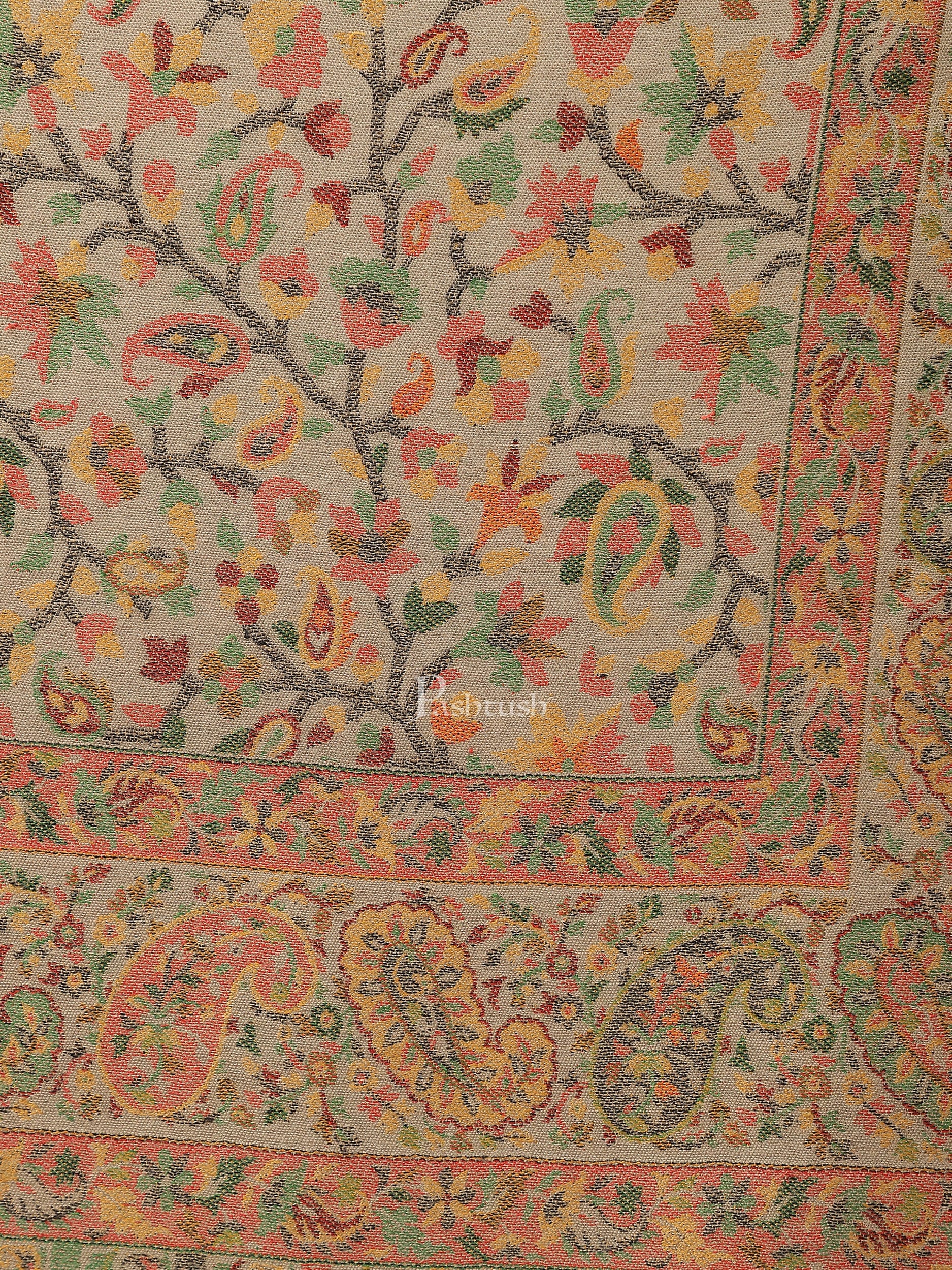 Pashtush India Womens Stoles and Scarves Scarf Pashtush womens Bamboo stole, ETHNIC design, Beige