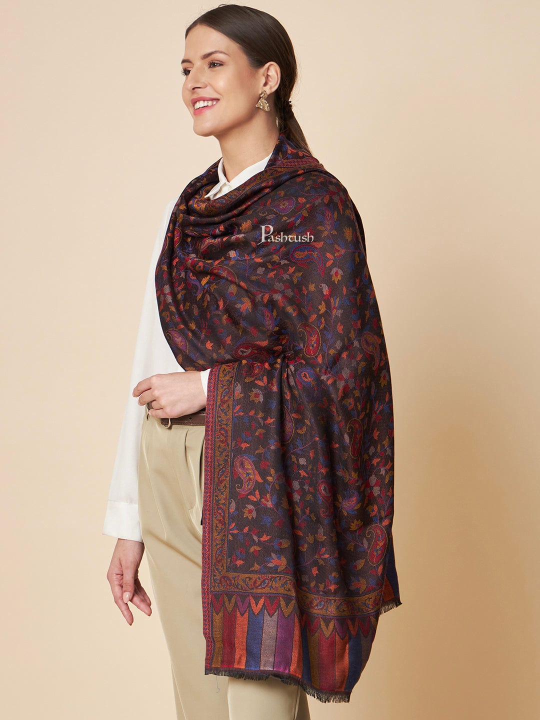 Pashtush India Womens Stoles and Scarves Scarf Pashtush Womens Bamboo Stole, Ethnic  Design, Multicolour
